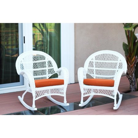 PROPATION W00209-R-2-FS016-CS White Wicker Rocker Chair with Orange Cushion PR1081391